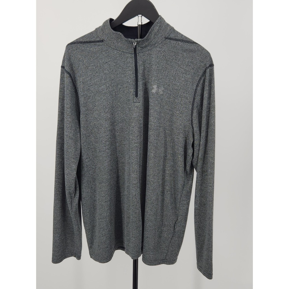 Under Armour HeatGear Threadborne 1/4 Zip Pullover Grey Herringbone Mens 2XL